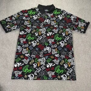 South Pole Vintage Streetwear Men's Large Polo Shirt All Over Print Multicolor‎